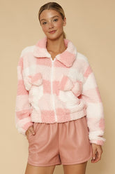 Women's Sherpa Bow Zip Up Jacket | Zarnesh